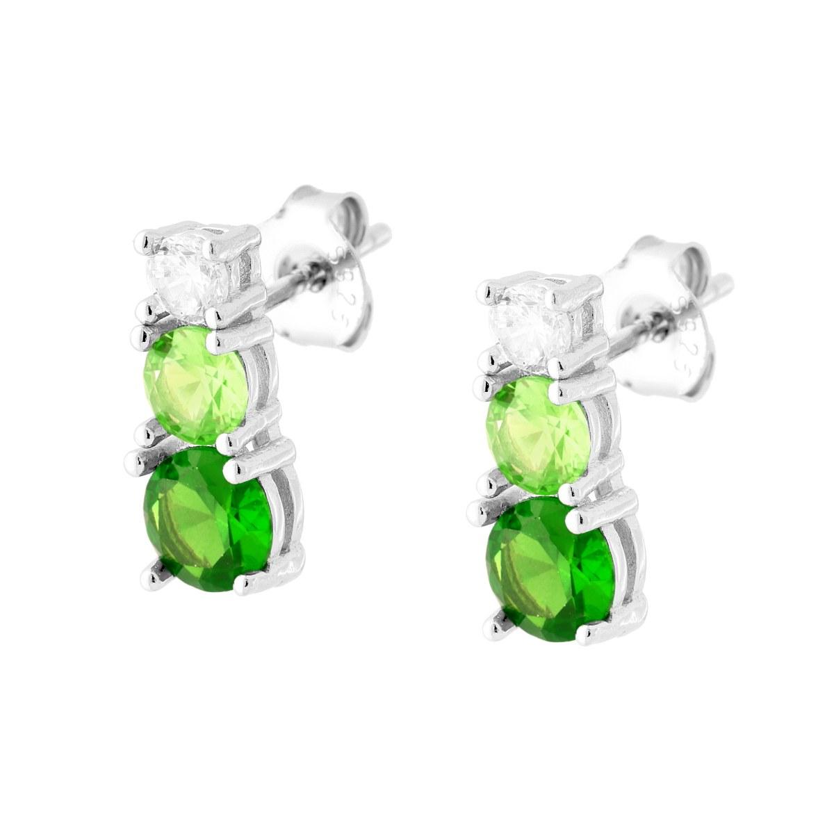 Orecchini Trilogy con Cubic Zirconia Verde Smeraldo Degrade in ARGENTO 925 Galvanica Rodio