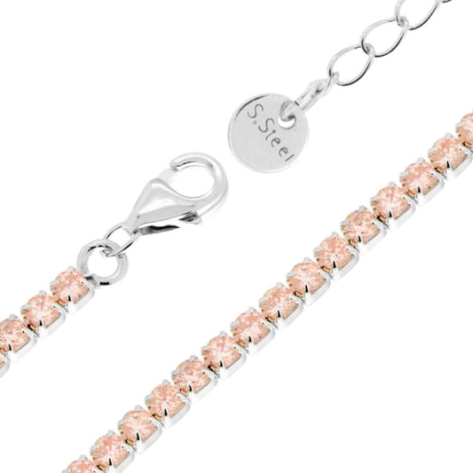 Bracciale Tennis Griffe cm 17+5 con Crystal mm 2 Champagne in ACCIAIO