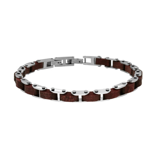 Bracciale Uomo Catena Imperniata in Legno in ACCIAIO