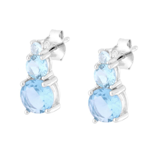 Orecchini Trilogy Degrade con Cubic Zirconia Acquamarina in ARGENTO 925 Galvanica Rodio