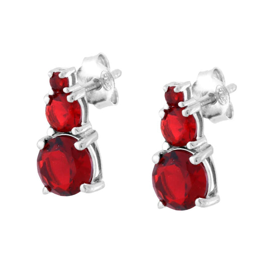 Orecchini Trilogy Degrade con Cubic Zirconia Rosso Rubino in ARGENTO 925 Galvanica Rodio
