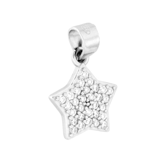 Ciondolo Stella con Cubic Zirconia Bianchi in ARGENTO 925 Galvanica Rodio
