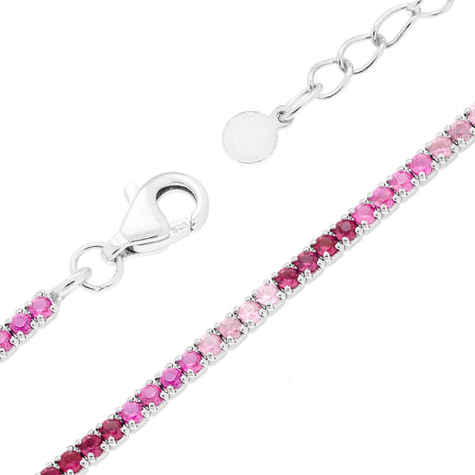 Bracciale Tennis Griffe cm 17+3 con Zirconi mm 1.5 degrade Rosa in ARGENTO 925 Galvanica Rodio