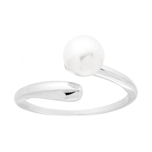 Anello Contrarie con Perla Bianca in ARGENTO 925 Galvanica Rodio
