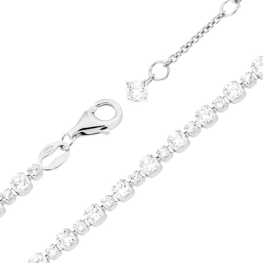 Bracciale Tennis cm 17+3 con Cubic Zirconia mm 3 e 2 Bianchi in ARGENTO 925 Galvanica Rodio