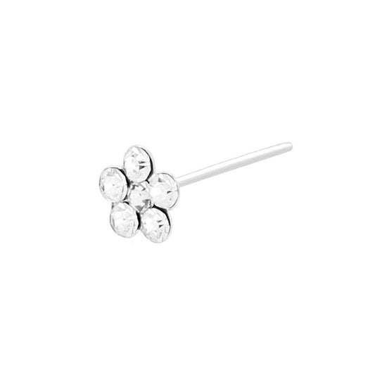 Piercing Naso Chiodino Fiore mm 3,8 con Cubic Zirconia Bianchi in ARGENTO 925