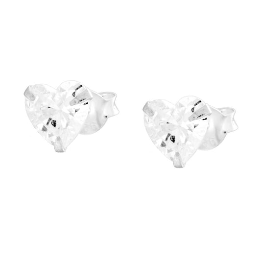 Orecchini Punto Luce Cuore Cubic Zirconia Bianchi in ARGENTO 925