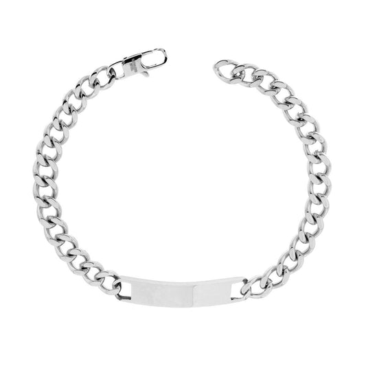 Bracciale Uomo Catena Grumetta con Targa plain in ACCIAIO