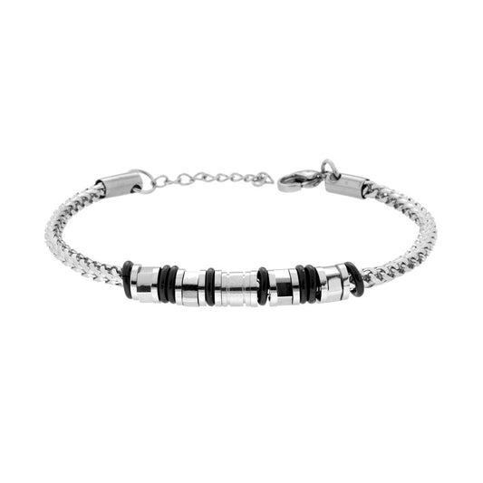 Bracciale Uomo Catena Franco Tonda con Cilindretti e Bulloni in ACCIAIO