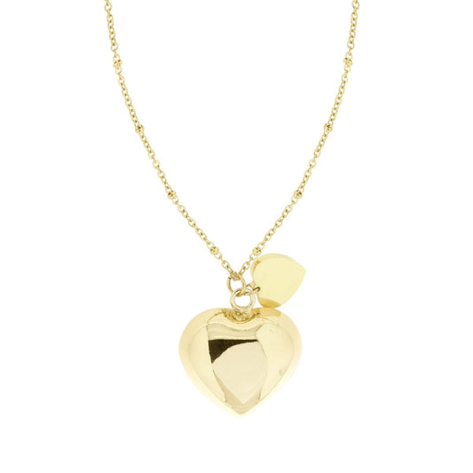 Collana Catena Forzatina Diamantata con Palline cm 90 Chiama Angeli con Cuore in ACCIAIO e BRONZO Colore Oro