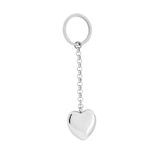 Portachiavi Uomo Donna ad Anello con Cuore Bombato in ACCIAIO