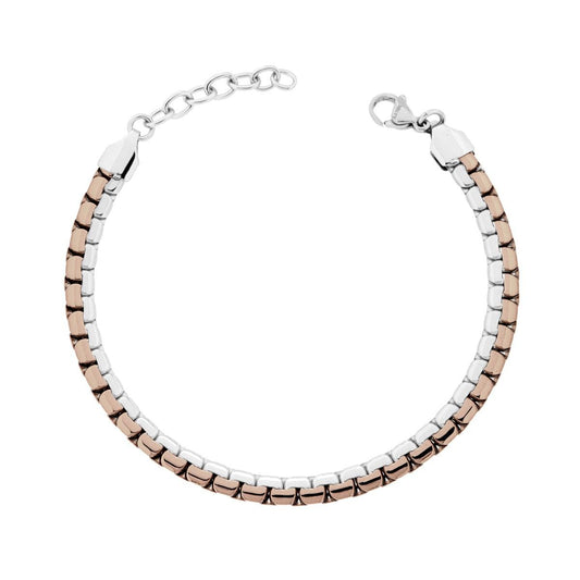 Bracciale Catena Veneziata tonda Piatta Bronzo in ACCIAIO