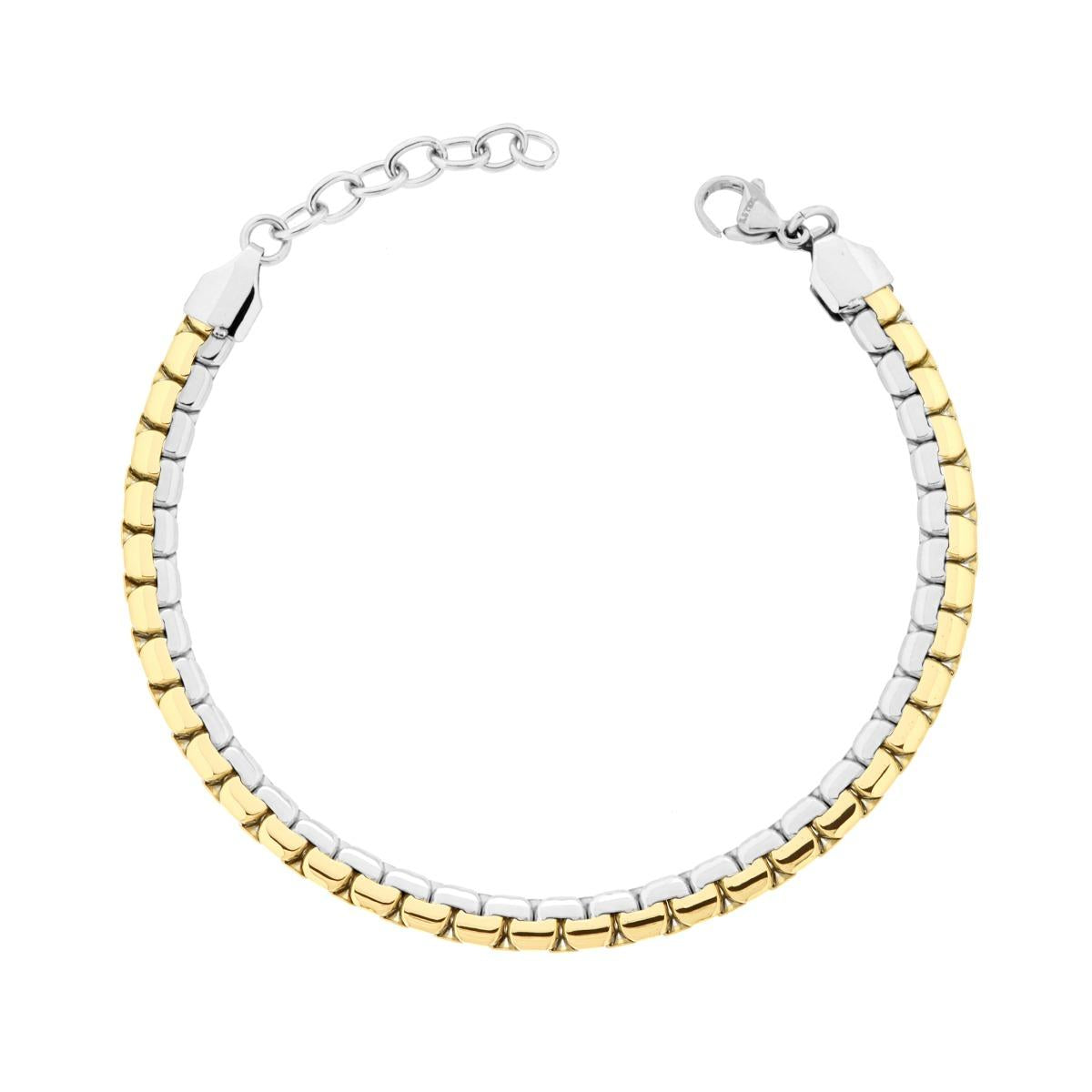 Bracciale Catena Veneziata tonda Piatta Oro in ACCIAIO