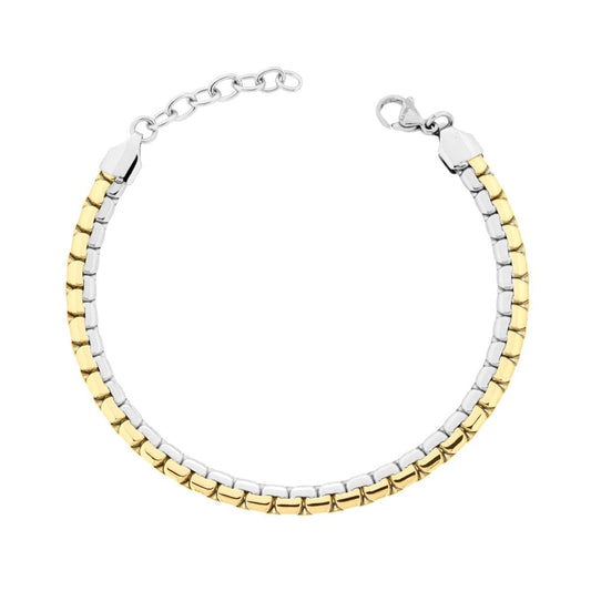 Bracciale Catena Veneziata tonda Piatta Oro in ACCIAIO