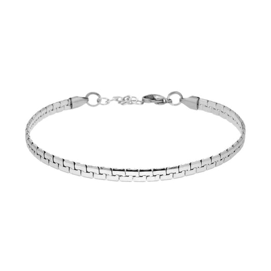 Bracciale Catena Veneziana Piatta Rigata in ACCIAIO