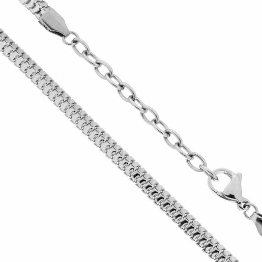 Catena Coda di Topo Quadrata Battuta sezione mm 5 lunghezza cm 45+5 in ACCIAIO