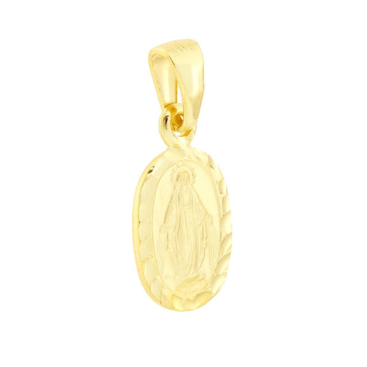 Ciondolo Medaglia Ovale con Madonna Miracolosa mm 19 in ARGENTO 925 Galvanica Oro