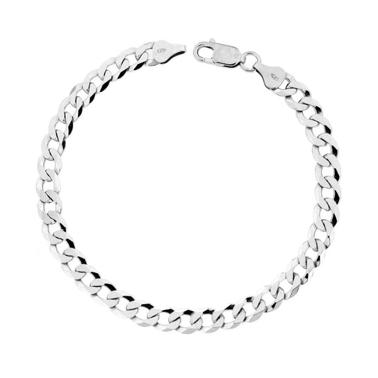 Bracciale Grumetta Diamantata Extraflat 150 sezione mm 6,8 lunghezza cm 21 in ARGENTO 925 Galvanica Rodio