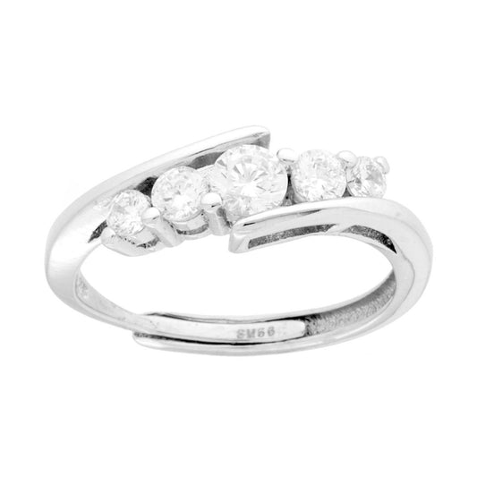 Anello Veretta con Cubic Zirconia Bianchi Degrade in ARGENTO 925 Galvanica Rodio