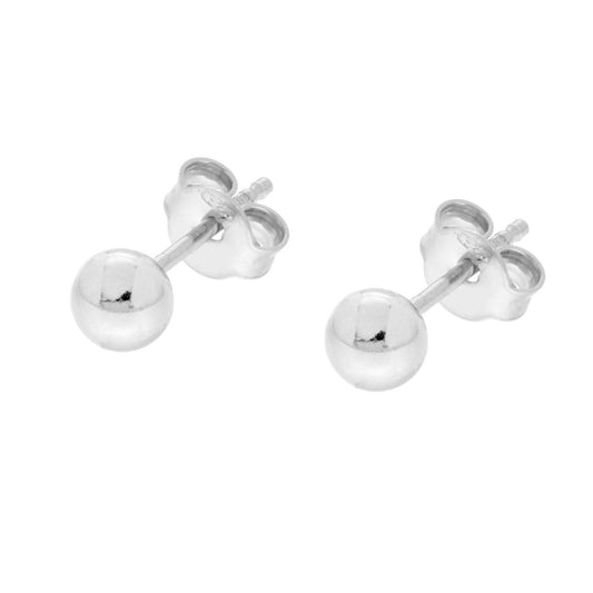 Orecchini Pallina mm 4 in ARGENTO 925 Galvanica Rodio