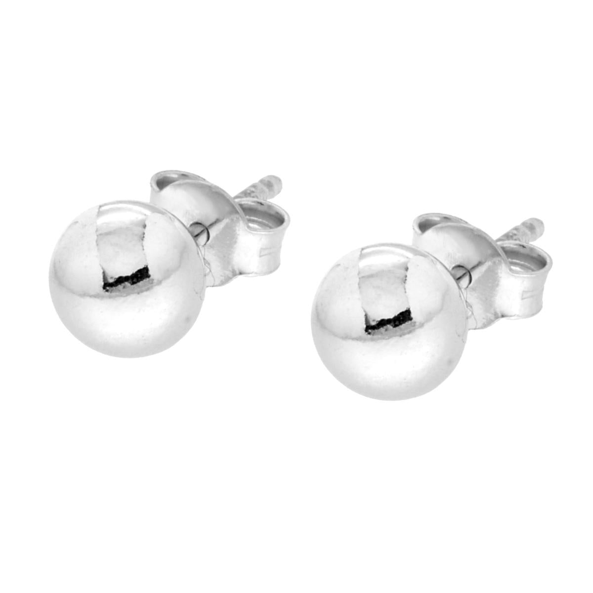 Orecchini Pallina mm 6 in ARGENTO 925 Galvanica Rodio