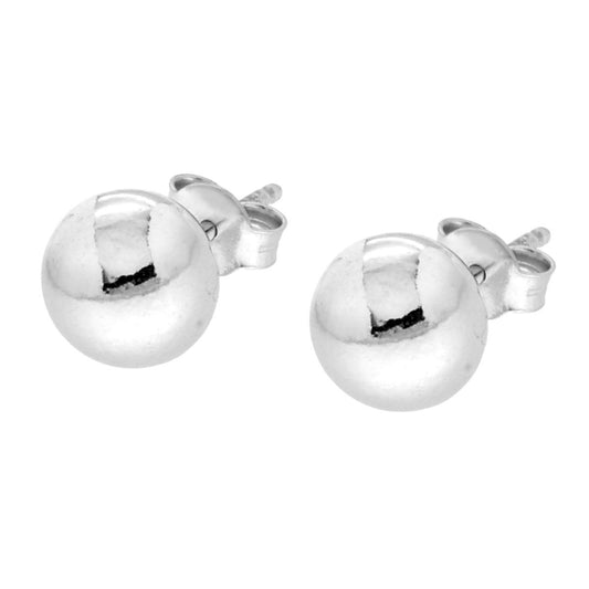 Orecchini Pallina mm 8 in ARGENTO 925 Galvanica Rodio