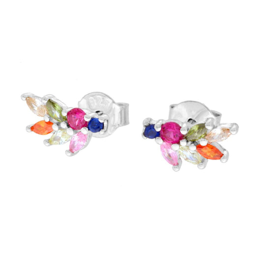 Orecchini Spiga con Cubic Zirconia Multicolor in ARGENTO 925 Galvanica Rodio