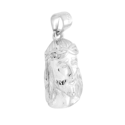 Ciondolo Volto di Gesu Cristo mm 16 in ARGENTO 925 Galvanica Rodio