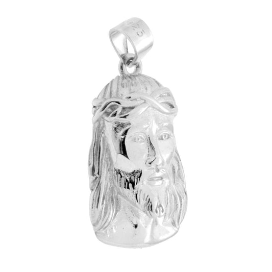 Ciondolo Volto di Gesu Cristo mm 20 in ARGENTO 925 Galvanica Rodio