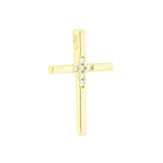 Ciondolo Croce con Cubic Zirconia Bianchi in ARGENTO 925 Galvanica Oro