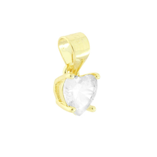 Ciondolo Punto Luce Cuore Cubic Zirconia Bianco in ARGENTO 925 Galvanica Oro