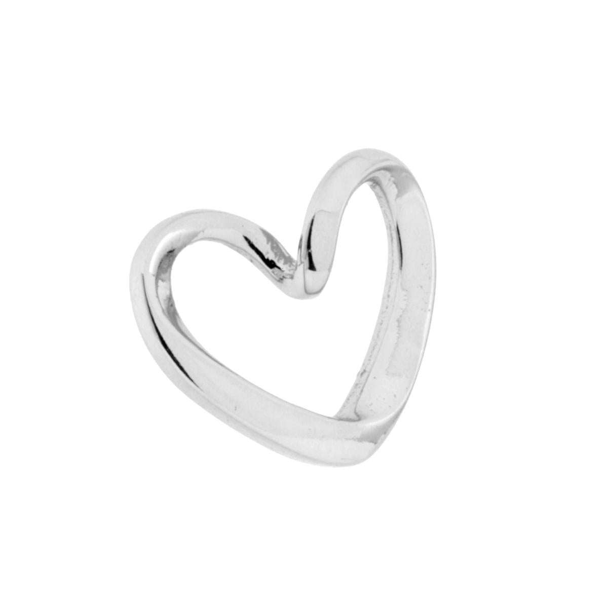 Ciondolo Cuore Nastro in ARGENTO 925 Galvanica Rodio