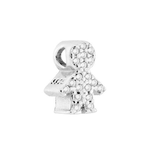 Ciondolo Bimbo con Cubic Zirconia Bianchi in ARGENTO 925 Galvanica Rodio