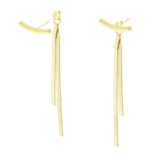 Orecchini Ear Cuff con due fili pendenti Catena Magik in ARGENTO 925 Galvanica Oro