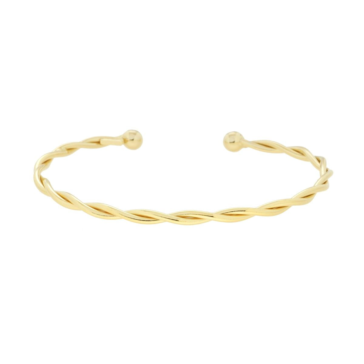 Bracciale Rigido doppia Canna intrecciata in ARGENTO 925 Galvanica Oro