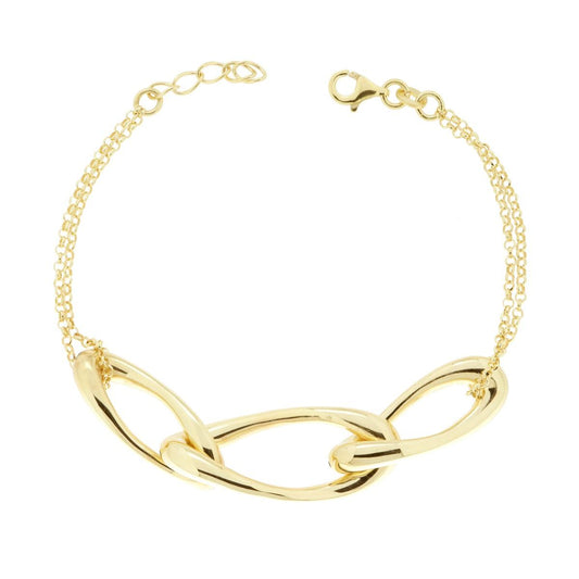 Bracciale Catena Rolo e Forzatina Ovale ritorta in ARGENTO 925 Galvanica Oro
