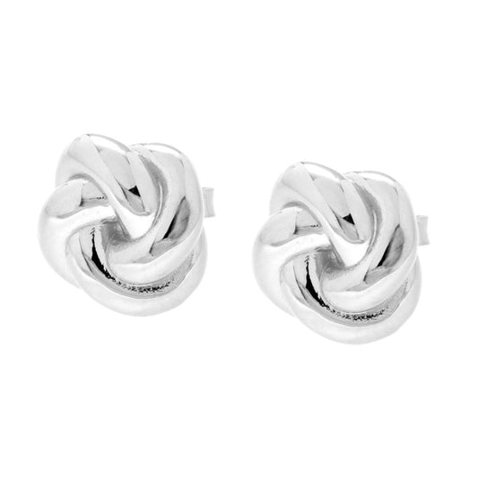 Orecchini Nodo Bombato in ARGENTO 925 Galvanica Rodio