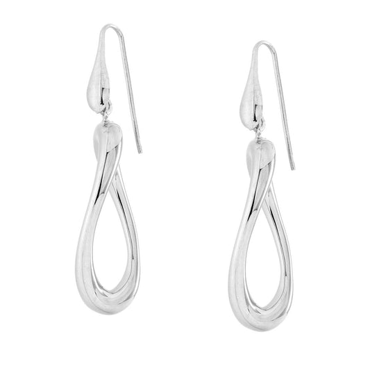 Orecchini Ovale Ritorto pendente in ARGENTO 925 Galvanica Rodio