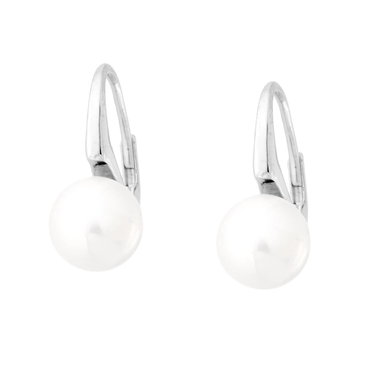 Orecchini Monachella Perla mm 8 in ARGENTO 925 Galvanica Rodio