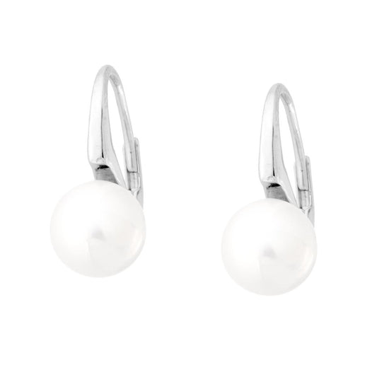 Orecchini Monachella Perla mm 8 in ARGENTO 925 Galvanica Rodio