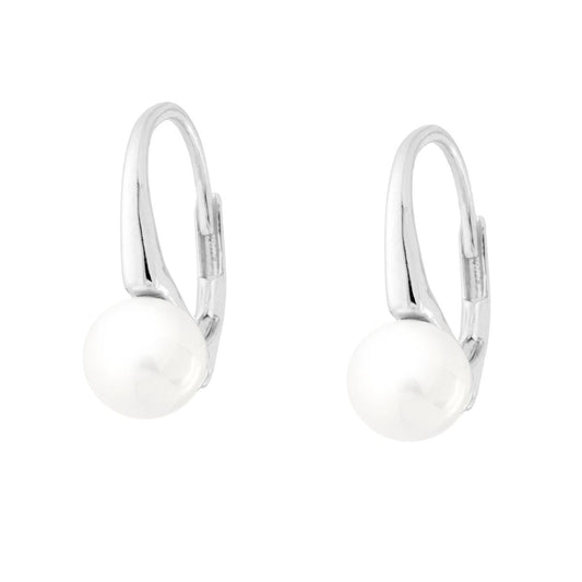 Orecchini Monachella Perla mm 6 in ARGENTO 925 Galvanica Rodio