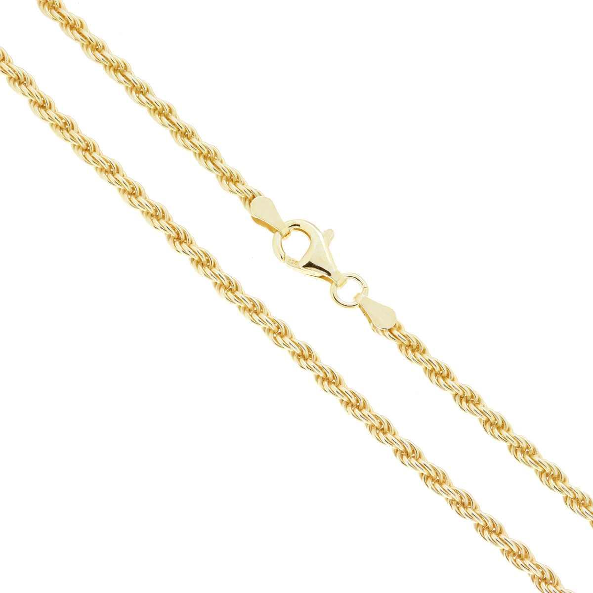 Catena Corda 060 sezione mm 3 lunghezza cm 50 in ARGENTO 925 Galvanica Oro