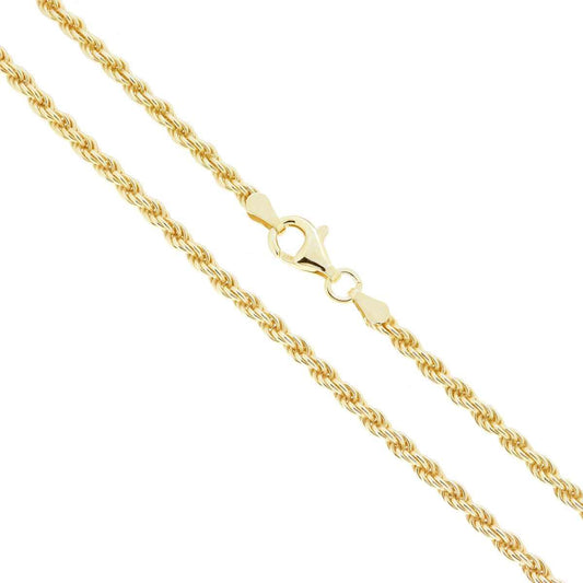 Catena Corda 060 sezione mm 3 lunghezza cm 60 in ARGENTO 925 Galvanica Oro