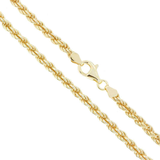 Catena Corda 080 sezione mm 4 lunghezza cm 50 in ARGENTO 925 Galvanica Oro