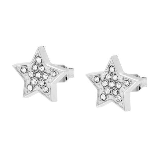 Orecchini Stella con Crystal Bianchi in ACCIAIO