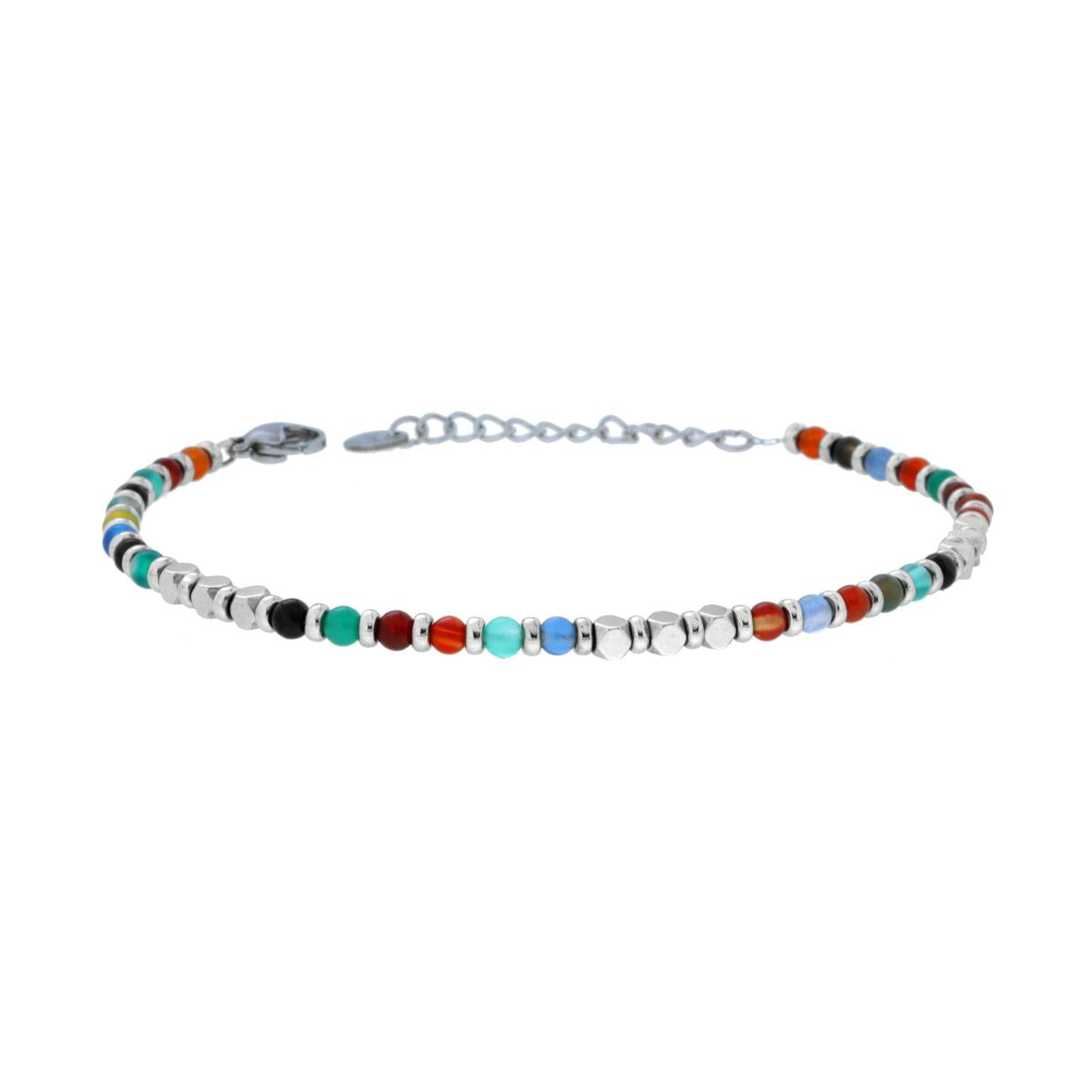 Bracciali Catena con Pietre Multicolor e Cubetti in ACCIAIO