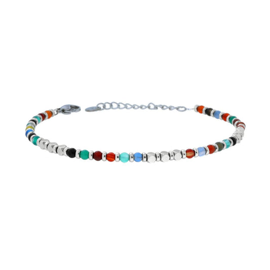 Bracciali Catena con Pietre Multicolor e Cubetti in ACCIAIO