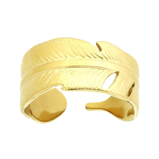 Anello Fascia Piuma a giro in ACCIAIO colore Oro