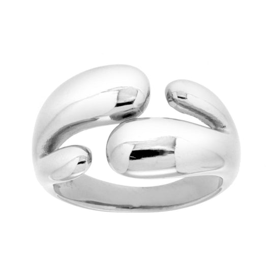 Anello Fascia Contrarie con Forma Fluida in ACCIAIO