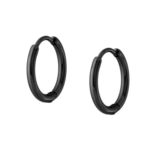 Orecchini Cerchio Scattino mm 11 in ACCIAIO colore Nero